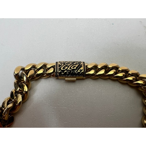 GLD Cuban Link Chain Necklace Gold Tone‎ Statement Jewelry Hip Hop Style - Picture 7 of 10